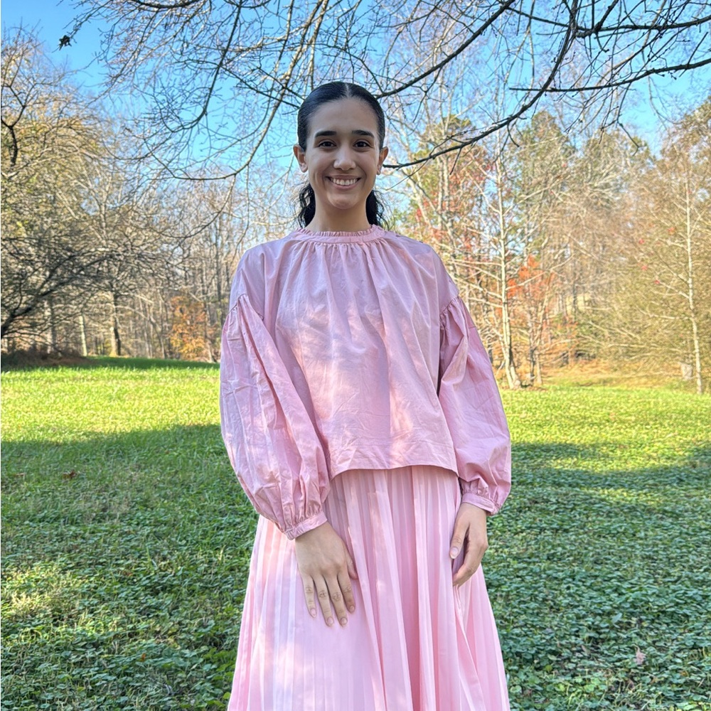 Medium Pink Long-Sleeve Blouse